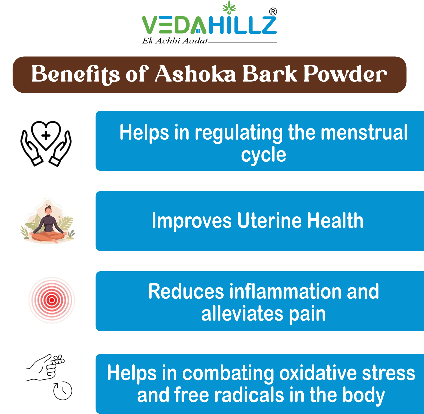 Vedahillz Ashoka Bark Powder Made from Finely Ground Ashoka Tree Bark